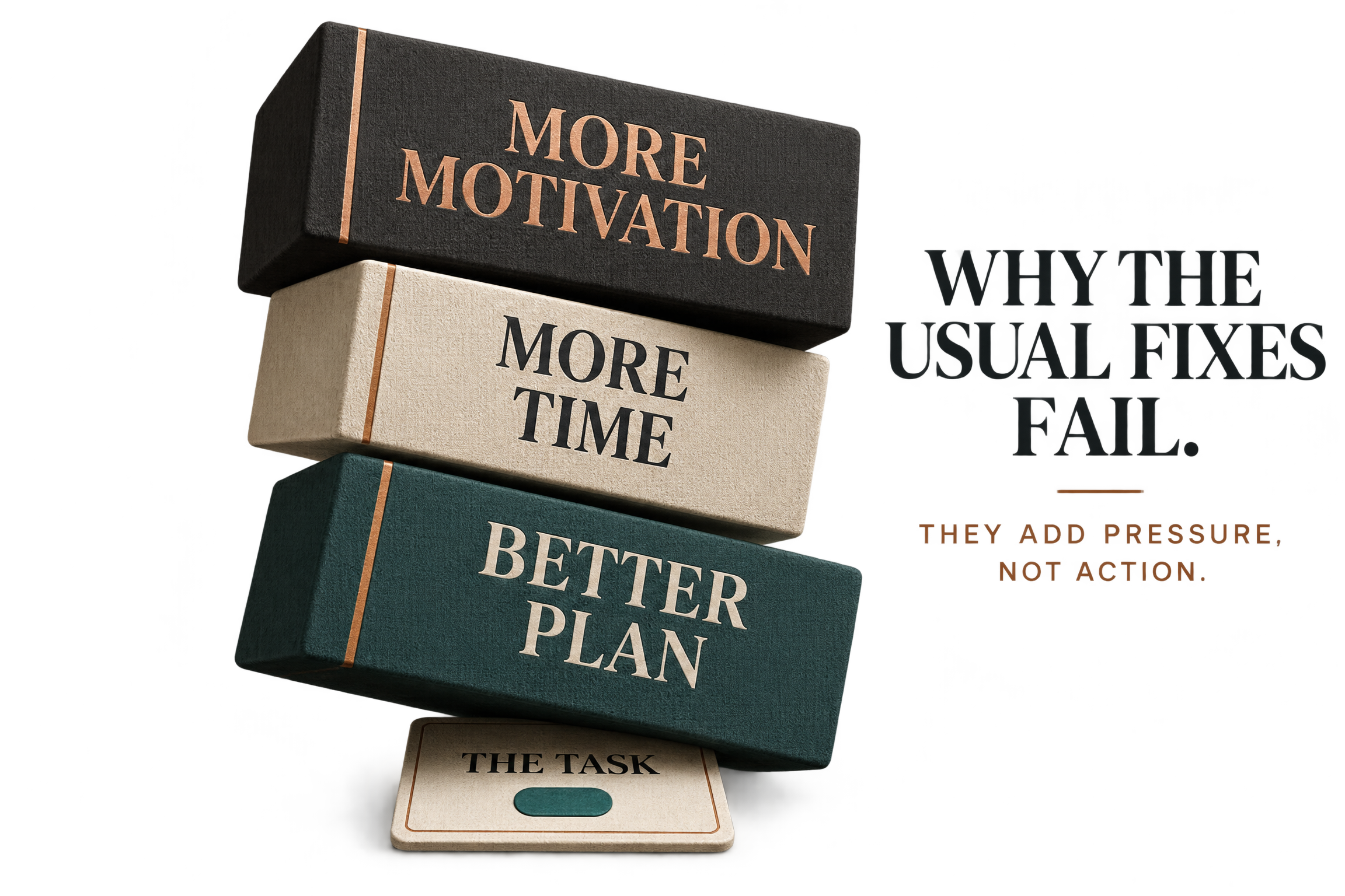 Common fixes adding pressure above the task instead of creating action