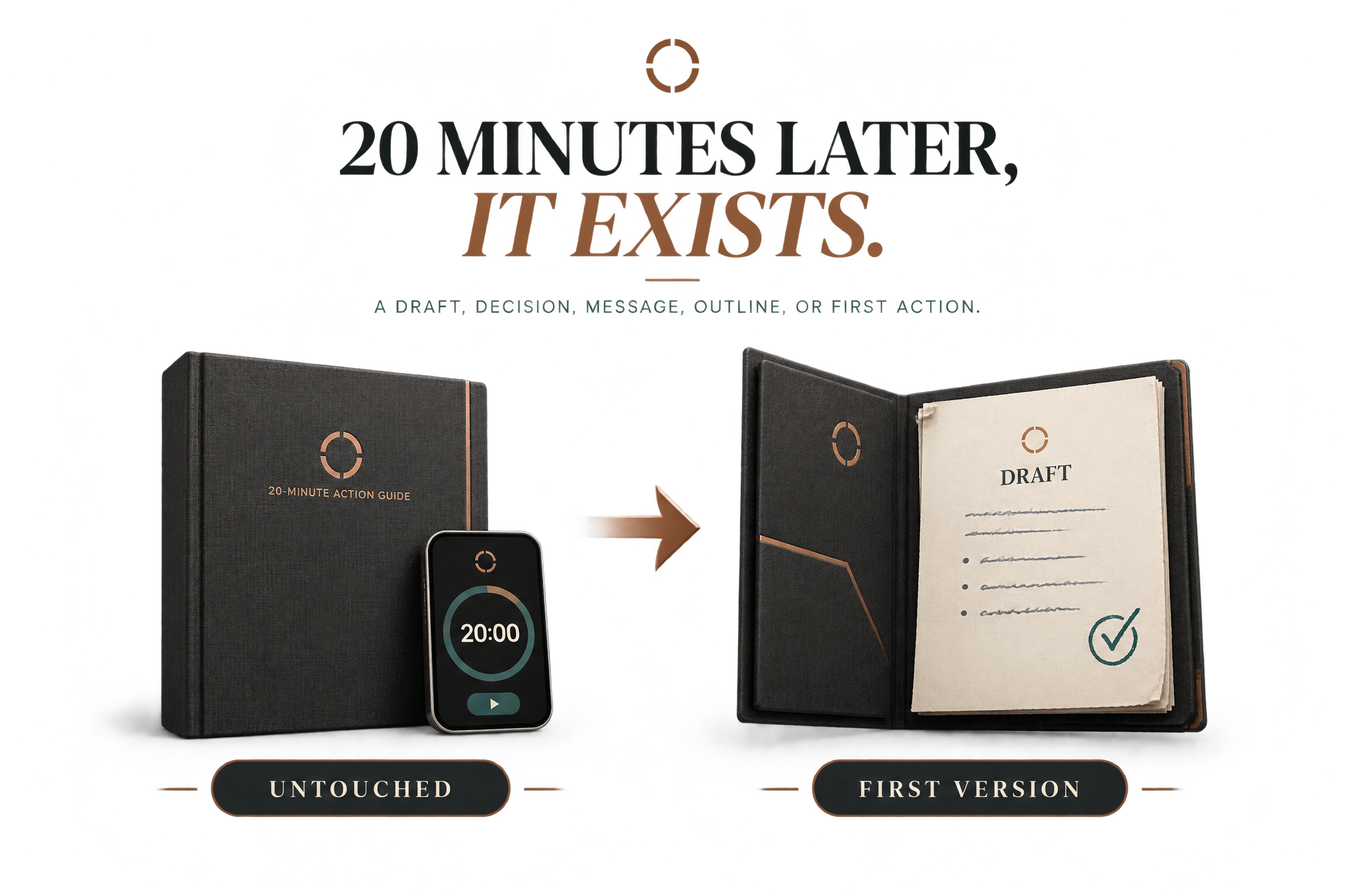An untouched task becoming a real first version after one 20-minute session